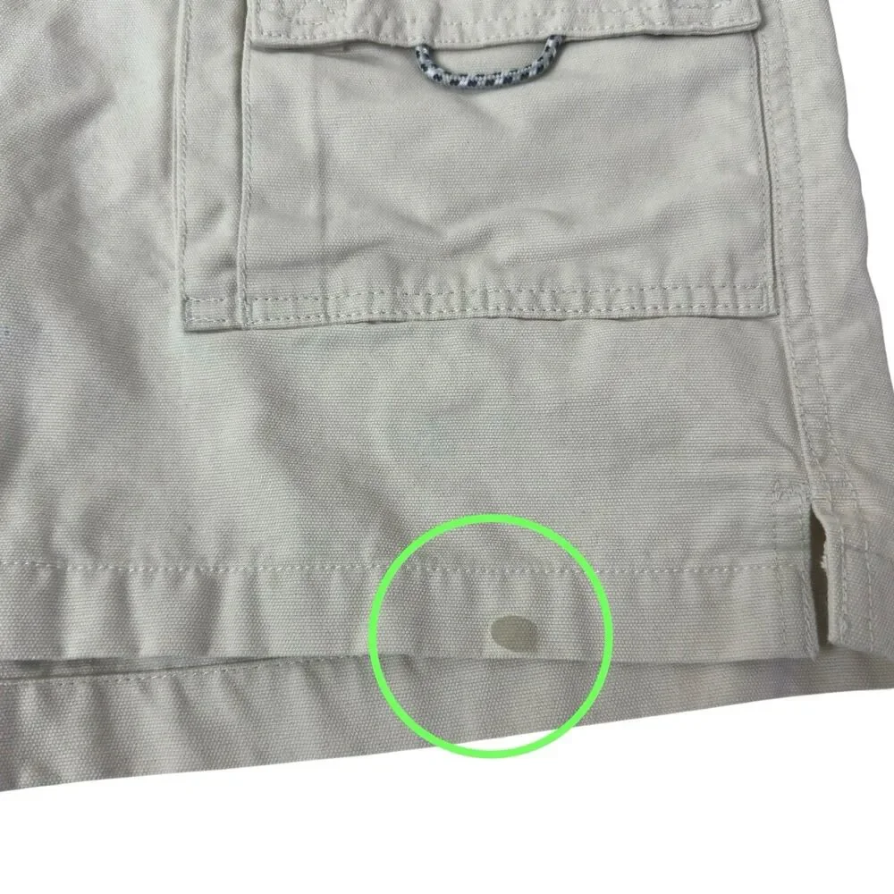 Vintage Columbia PFG Cargo Shorts Mens Medium Beige Cotton Fishing Elastic